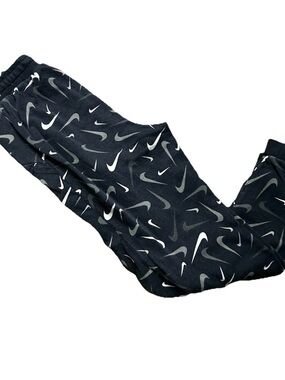 Boys Youth Kids Nike Black Sweatpants White Grey Logo All Over Size XL